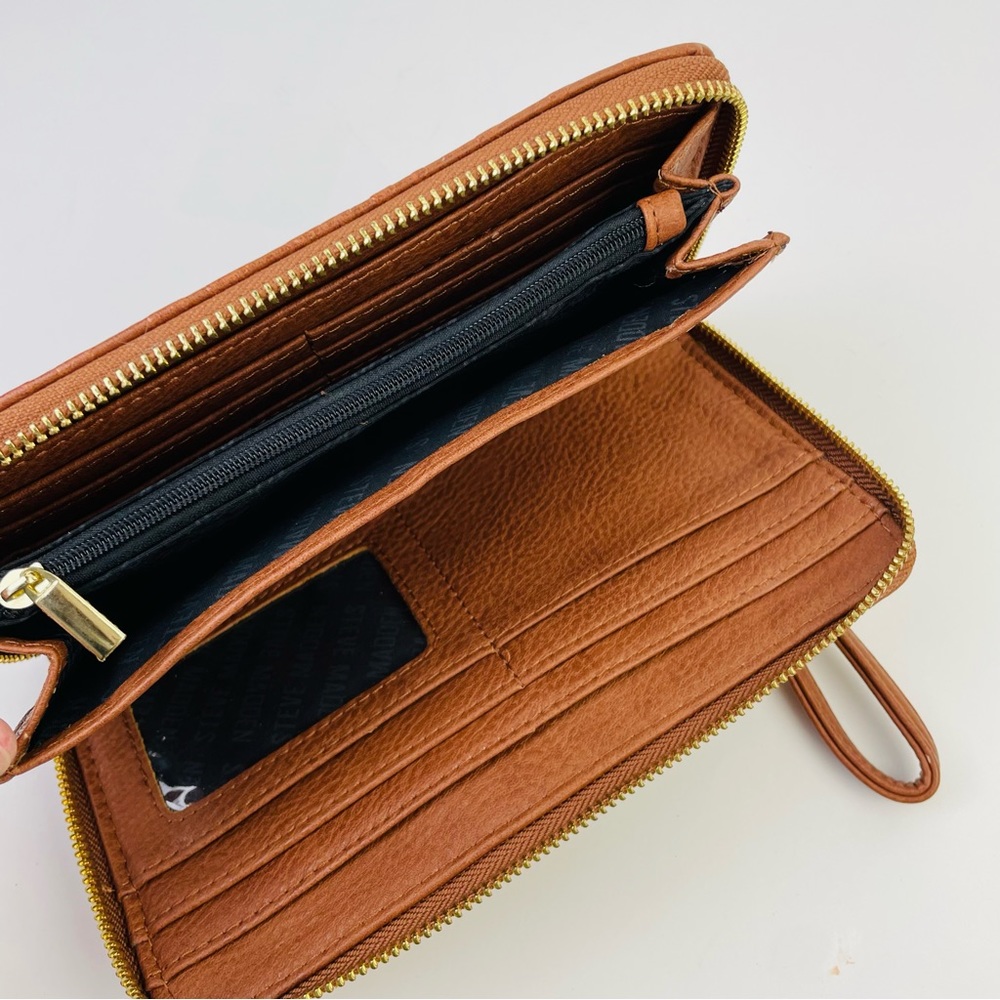 Steve Madden Embossed Monogram Zip Around Brown G… - image 5